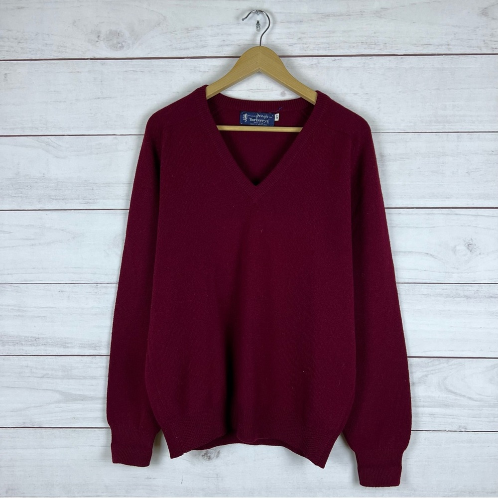Vintage Burberrys x Pringle V-Neck Wool Pullover Sweater Size 42 Medum